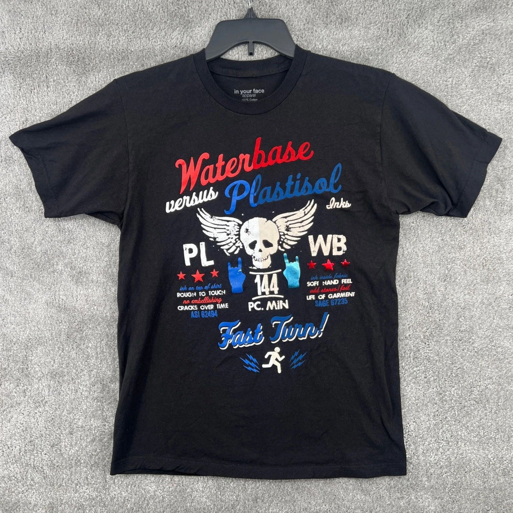 In Your Face Apparel Waterbase Versus Plastisol Inks Graphic T-Shirt Mens L
