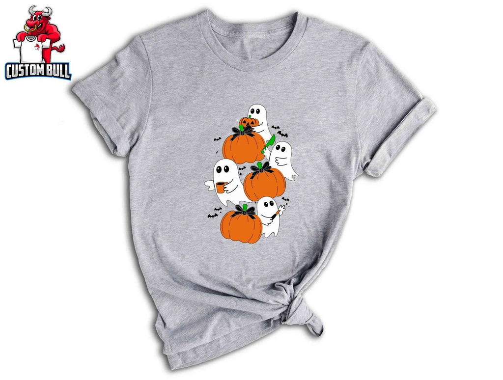 Ghost Pumpkin Shirt, Vintage Pumpkin Halloween Shirt, Flower Halloween Shirt