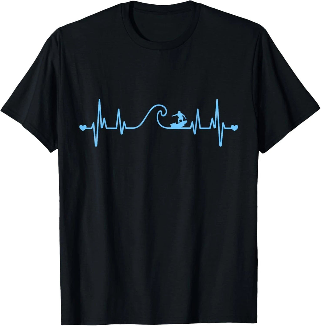 Surfer Summer Waves Heartbeat Surfing Novelty T-Shirt