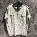 Modern Culture Shirt Mens Large Gray Henley Short Sleeve Double Pocket Casual