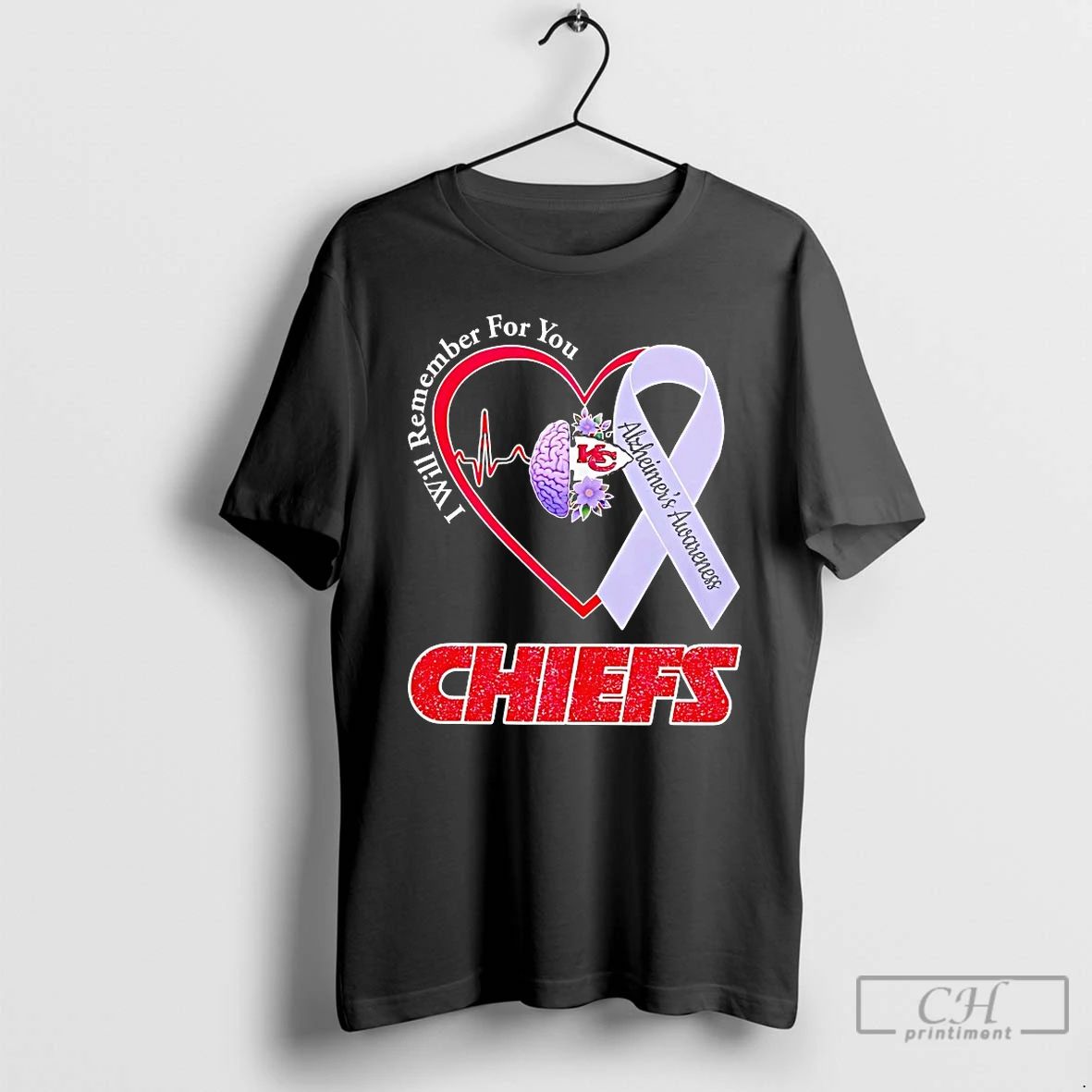 Classic Kansas City Chiefs I Will Remember For You Alzheimers Awareness T Shirts