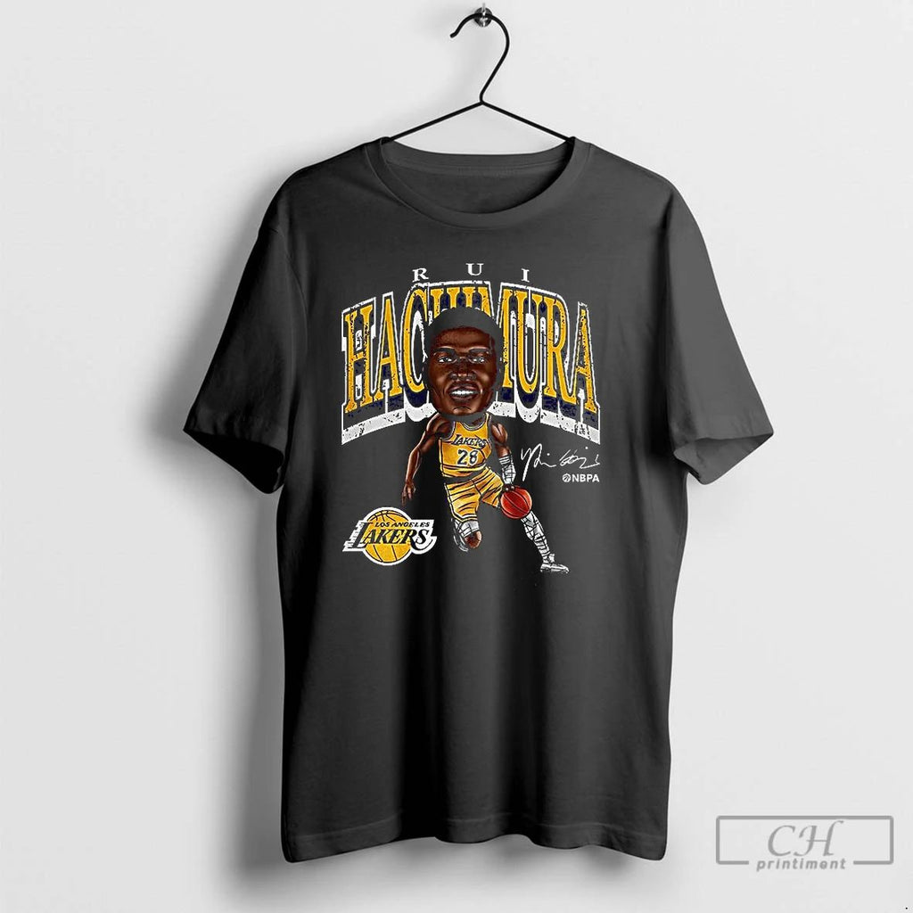 Classic Rui Hachimura Los Angeles Lakers Basketball Cartoon Signature T Shirts
