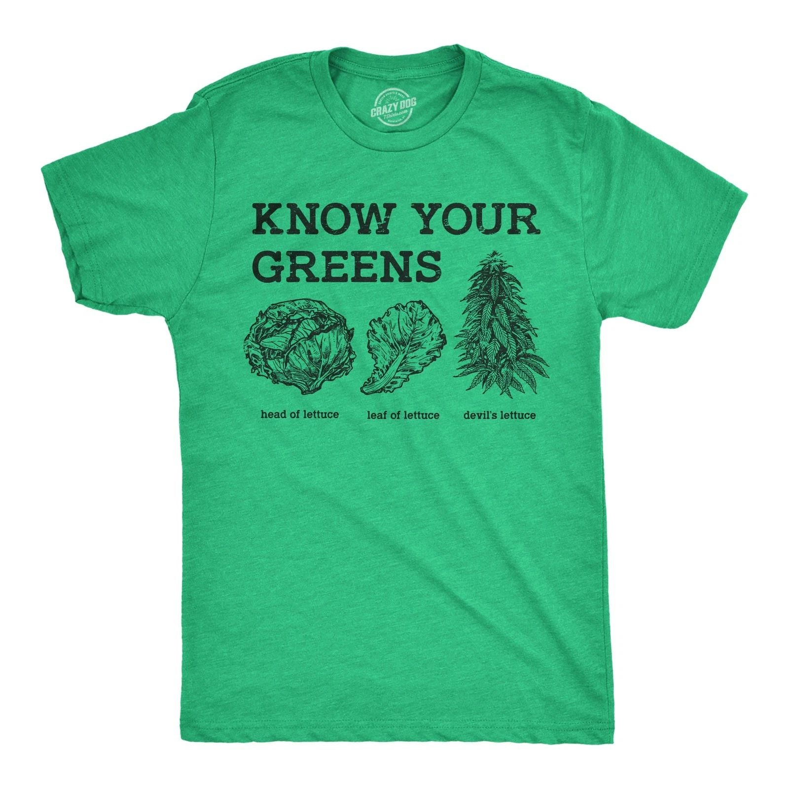 Mens Funny T Shirts Know Your Greens Sarcastic 420 Graphic Novelty Food Tee for