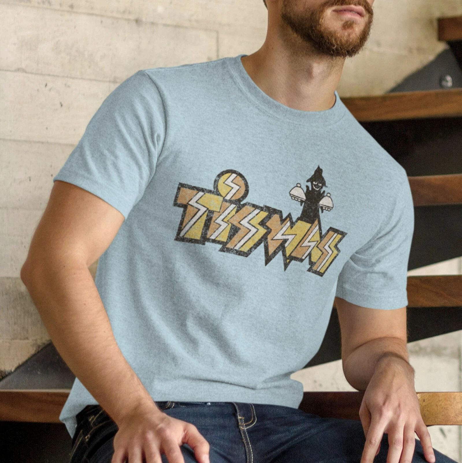 Tiswas Logo Inspired Retro T Shirt. Phantom Flan Flinger.