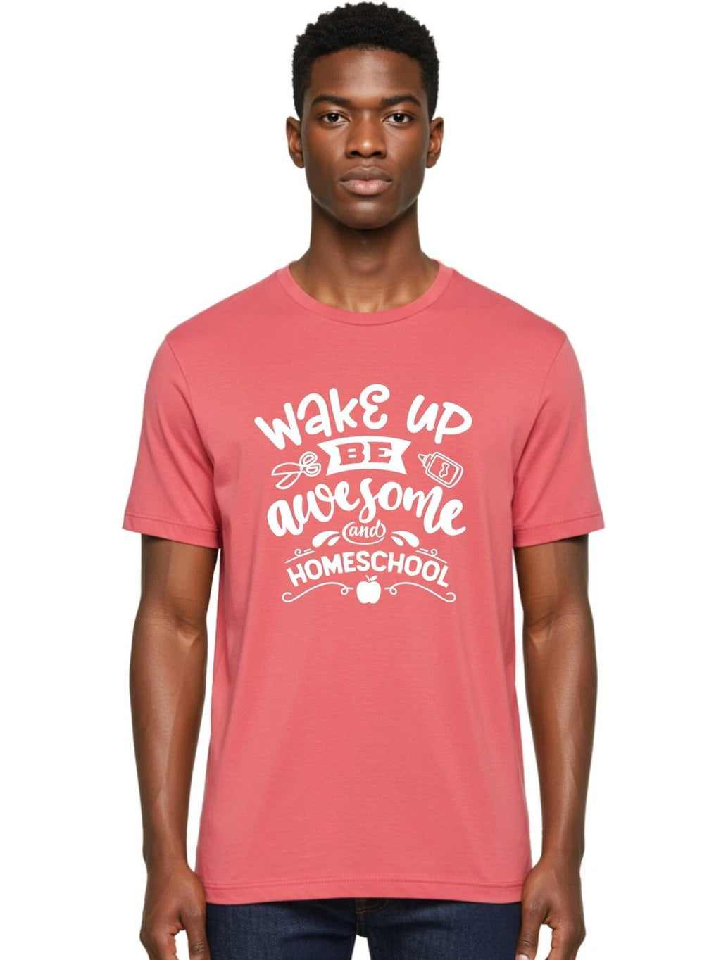 Wake-Up-Be-Awesome-Homeschool Mens Graphic Tee, 100% Cotton, Casual Summer Wear