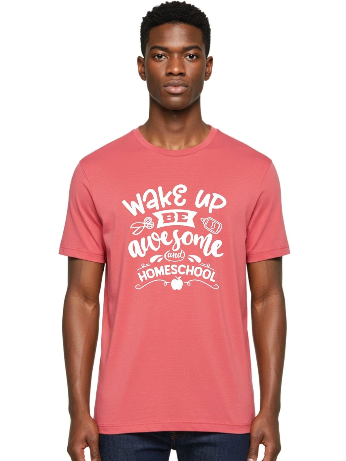 Wake-Up-Be-Awesome-Homeschool Mens Graphic Tee, 100% Cotton, Casual Summer Wear