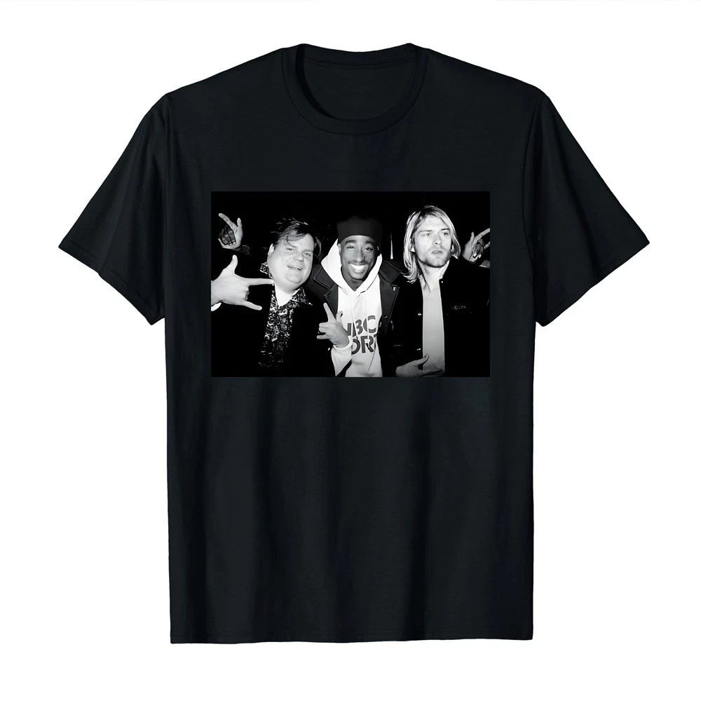 Chris farley, Tupac, Kurt cobain Black Shirt S-3XL Q32748