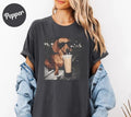 Dachshund Drinking Iced Coffee Meme Shirt Funny Dog Graphic Tee Gift