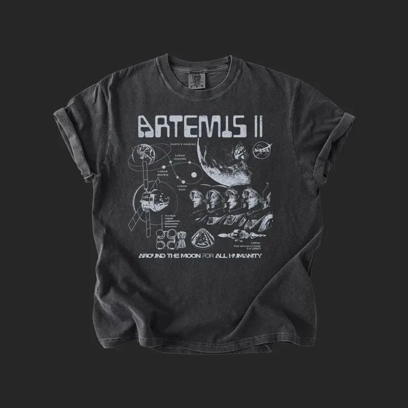 Artemis II NASA Mission T-Shirt: Vintage Feel, DTG Print, Space Exploration Appa