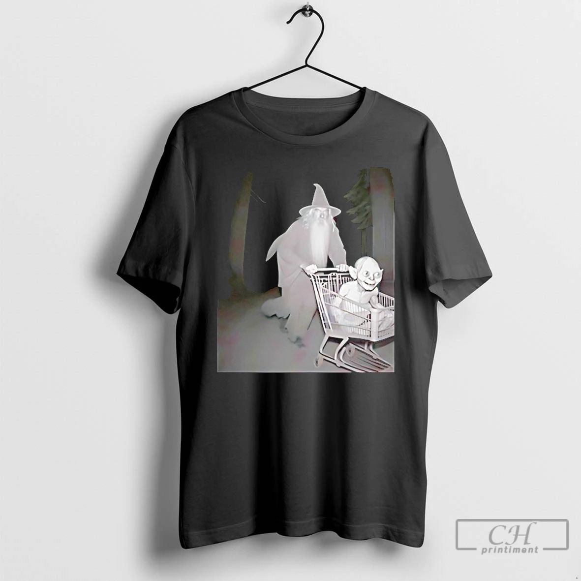Classic Gandalf Pushing Gollum In Shopping Cart T Shirts