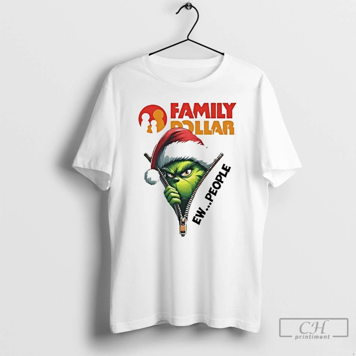 Classic Santa Grinch Family Dollar Logo Ew People T Shirts