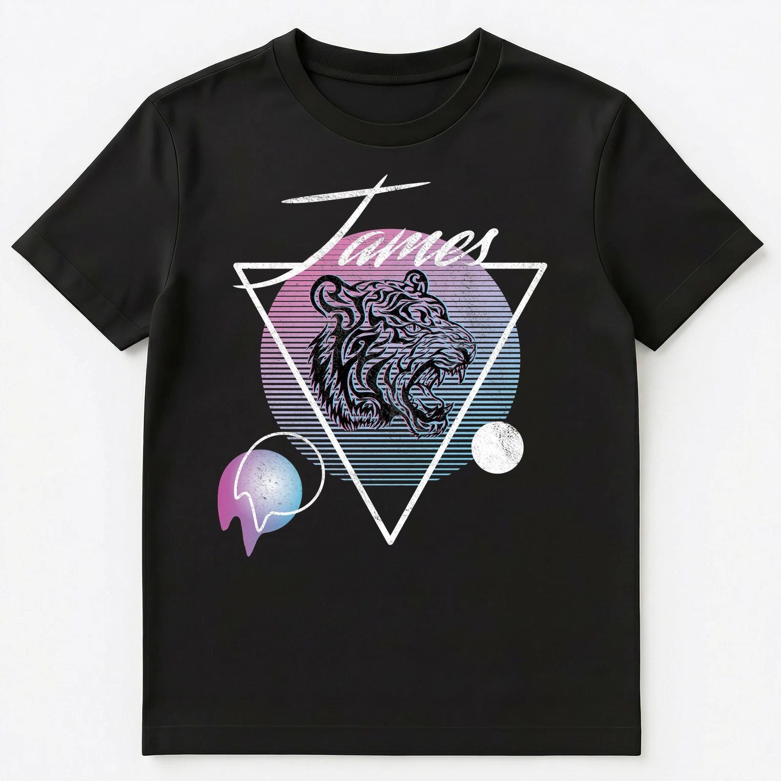James Name Retro Vaporwave Aesthetic Art Style Tiger Unisex T-Shirt