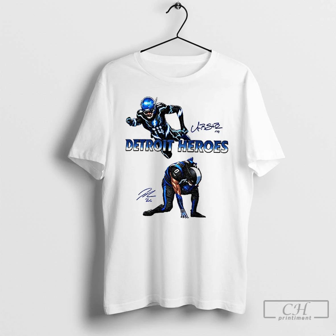 Classic Jahmyr Gibbs And Amon Ra St Brown Detroit Heroes 2025 Signature T Shirts