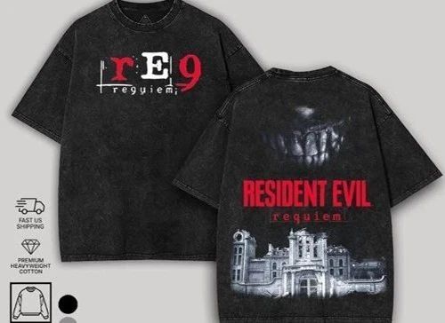 Resident Evil Requiem horror Game Tshirt 2 Sided Cotton unisex graphic