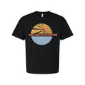Unisex Surfing Graphic Tee With Sunrise Wave Design And Wipe Out All Worries Pri