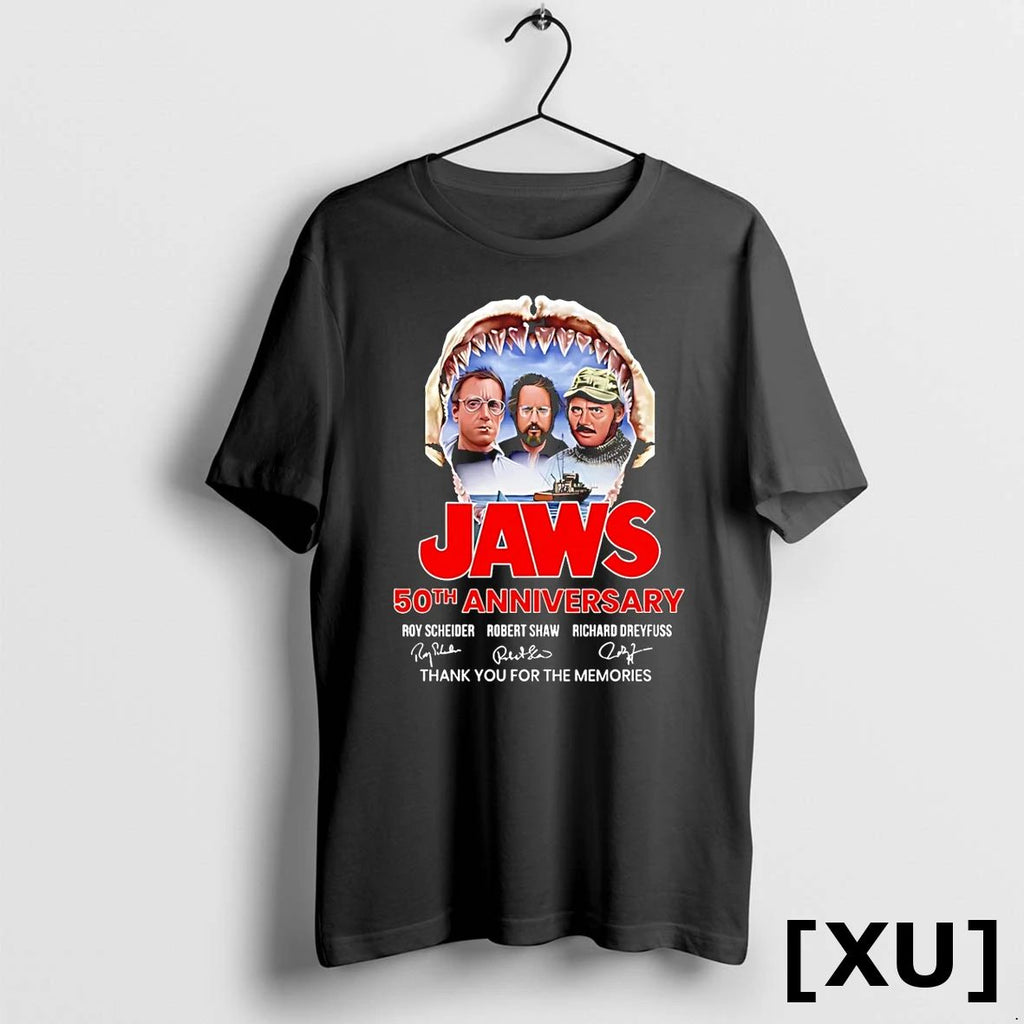 Jaws Shark Horror 50th Anniversary Thank You For The Memories Signatures Tshirts Sweater