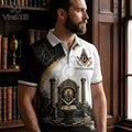 Freemasonry Square and Compass Black White Polo Shirt