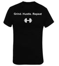 "Grind. Hustle. Repeat" Premium Gym Training Motivation T-Shirt Top 100% Cotton