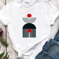Red Suns T-shirt,Retro Boho Graphic Abstract shapes, Geometric Art Print Illustr