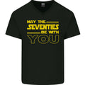 May the 70s Seventies Be With You Sci-Fi Mens V-Neck Cotton T-Shirt