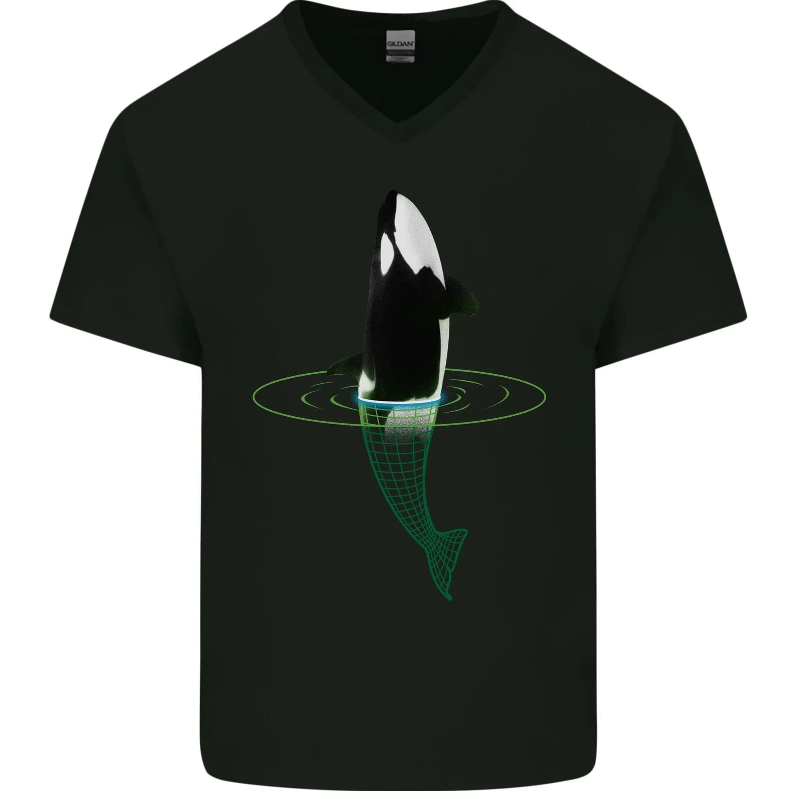 A SCI-FI Orca Whale Mens V-Neck Cotton T-Shirt