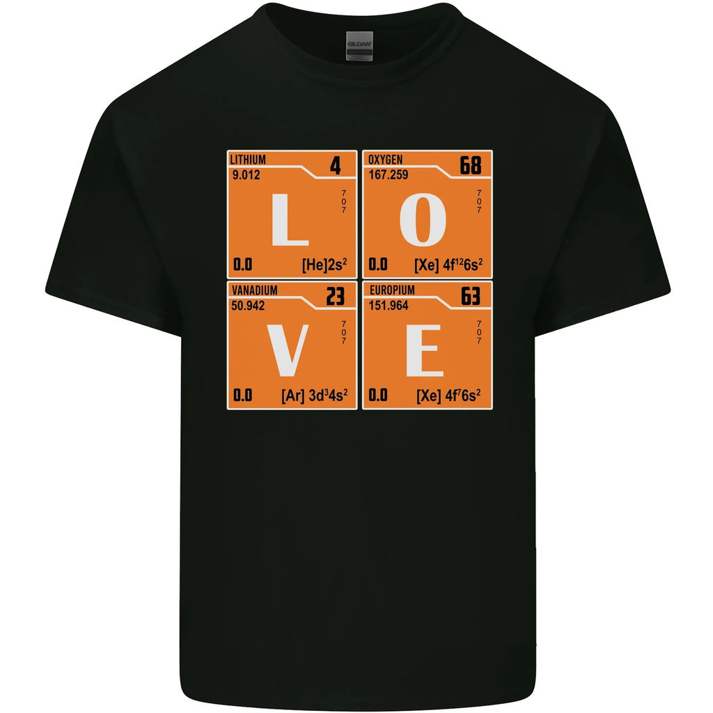 Love Periodic Table Chemistry Geek Funny Mens Cotton T-Shirt Tee Top