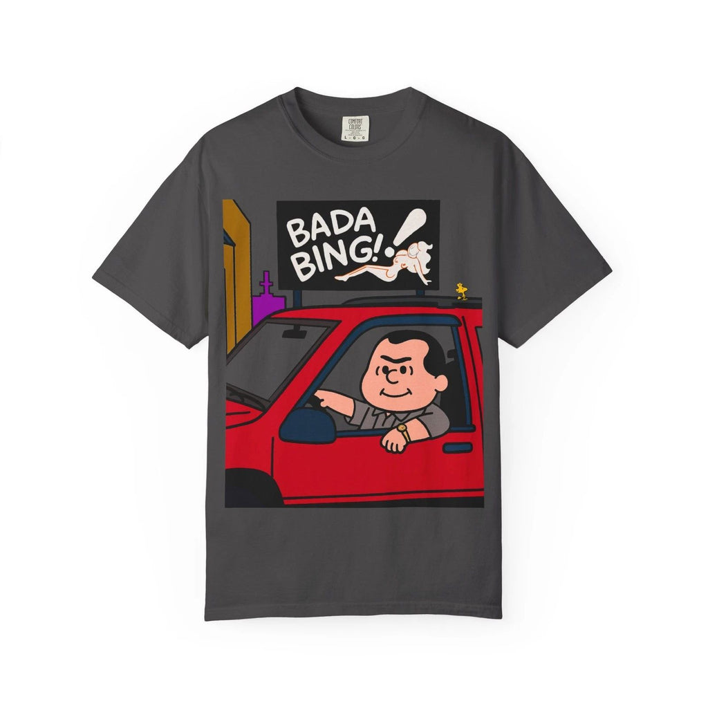 Bada Bing Graphic T-Shirt, Peanuts Sopranos parody