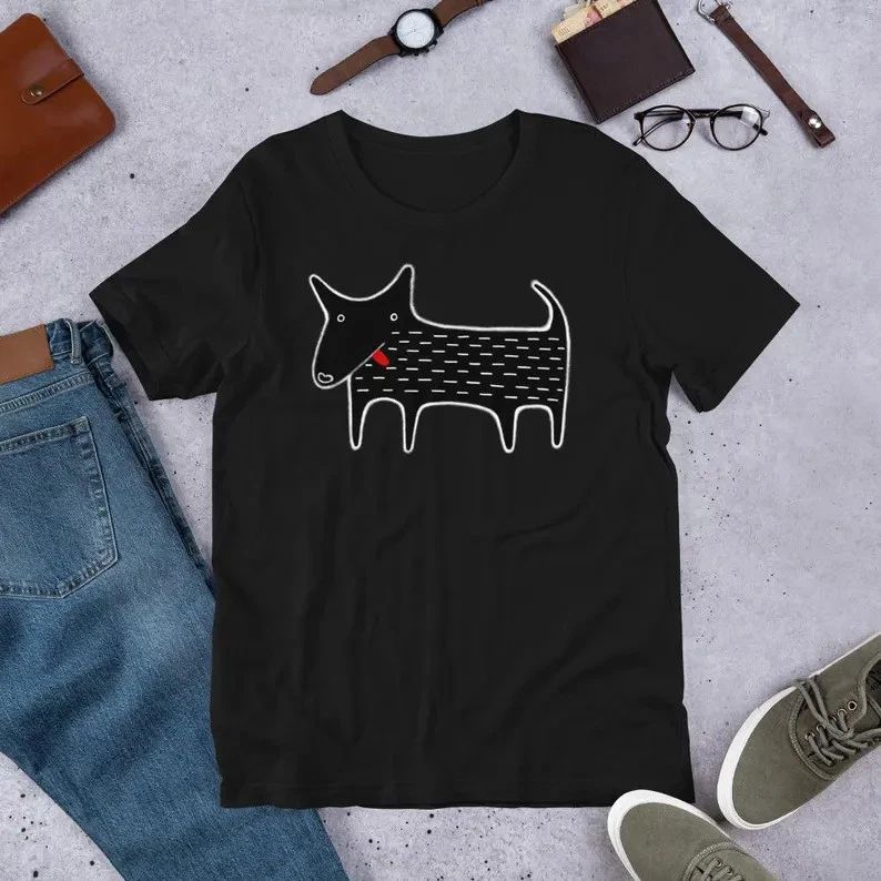 Black Dog Kawaii Aesthetic Cute Animal Graphic Comfort Tee