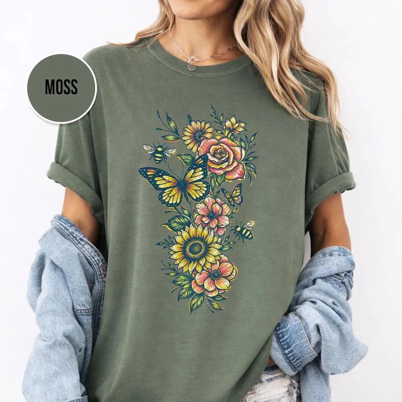 Boho Flowers Floral Spring Comfort Tee