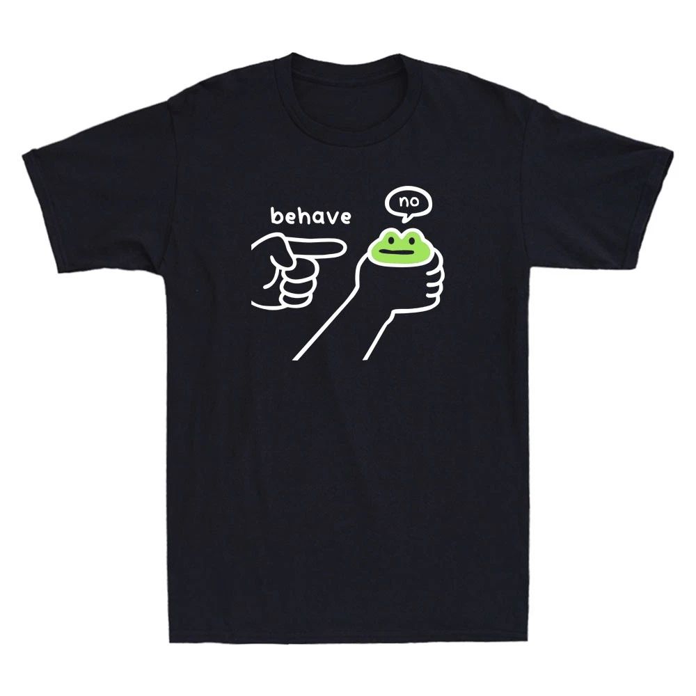 Behave No Funny Dishonest Frog Cartoon Meme Humor Saying Novelty Men's T-Shirt