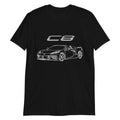 Convertible vette C8 Owner Gift Outline Sketch Art Short-Sleeve T-Shirt