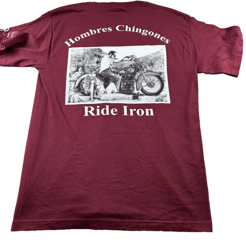 Alstyle AT-Shirt Men's Large Maroon Hombres Chingones Motorcycle