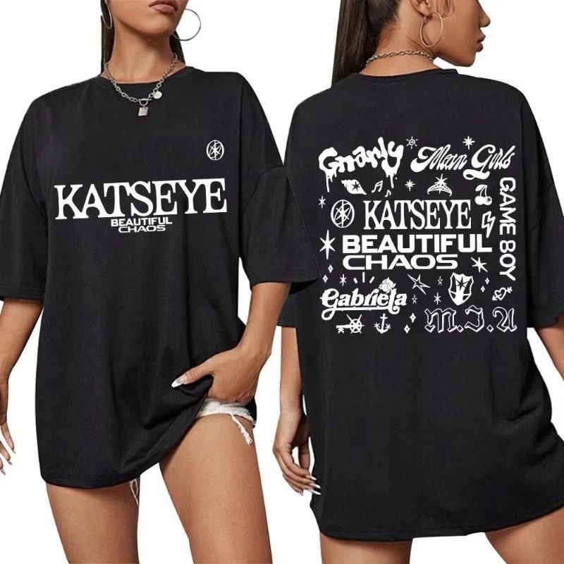 Korean Katseye Beautiful Chaos Tour Kpop Vintage Harajuku Fashion Y2K T-Shirt