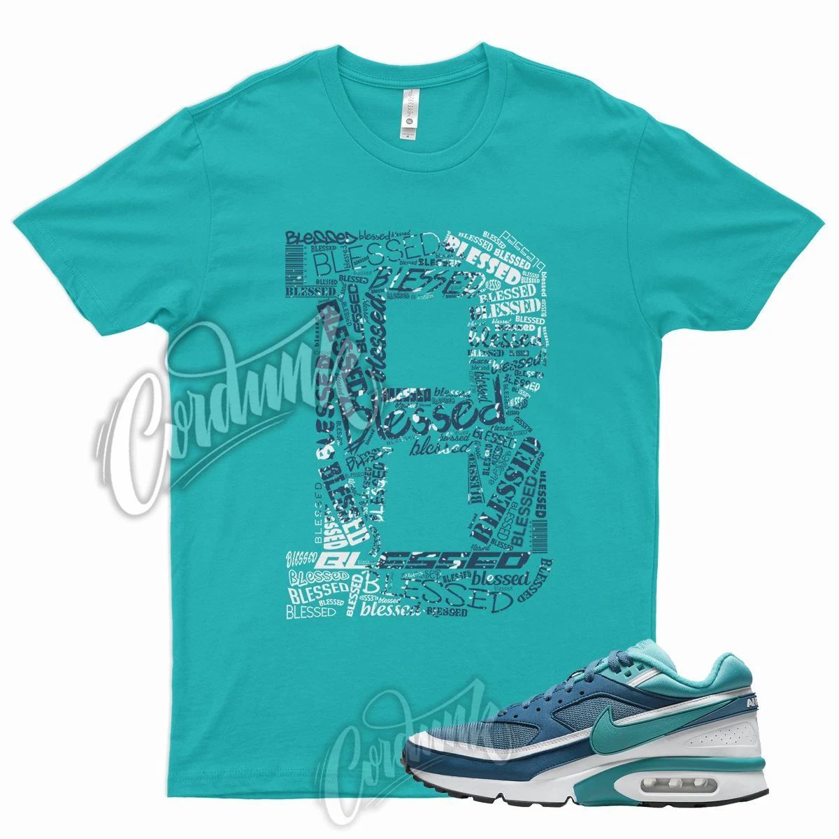 BLESSED Shirt for N Air Max BW Marina Aqua Teal Blue Green Grey Jade Griffey