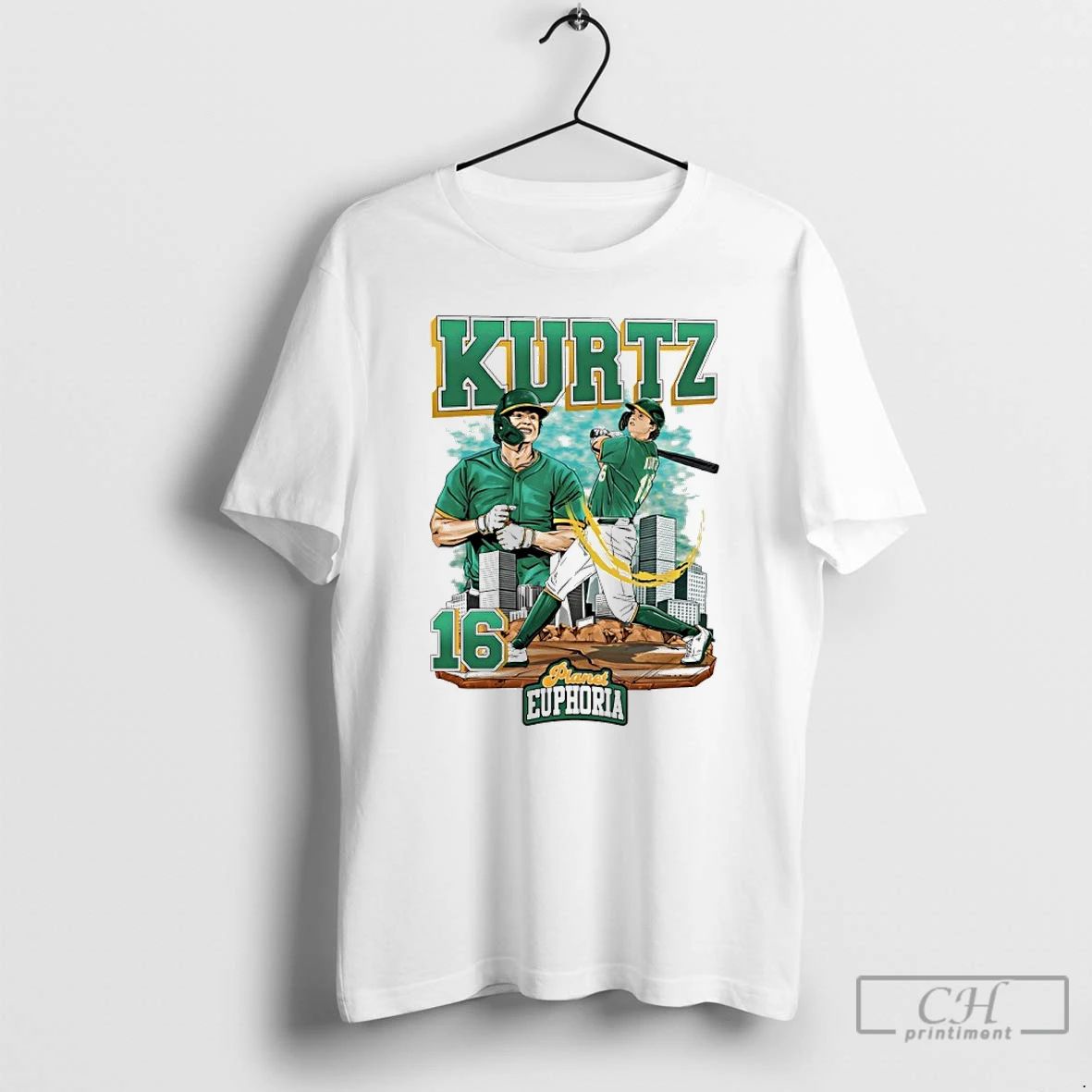 Classic Nick Kurtz 16 Athletics Baseball Collage Swing City Skyline