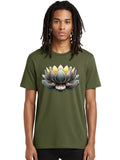 Metal-Lotus-Flower Mens Graphic Tee, 100% Cotton, Casual Summer Wear