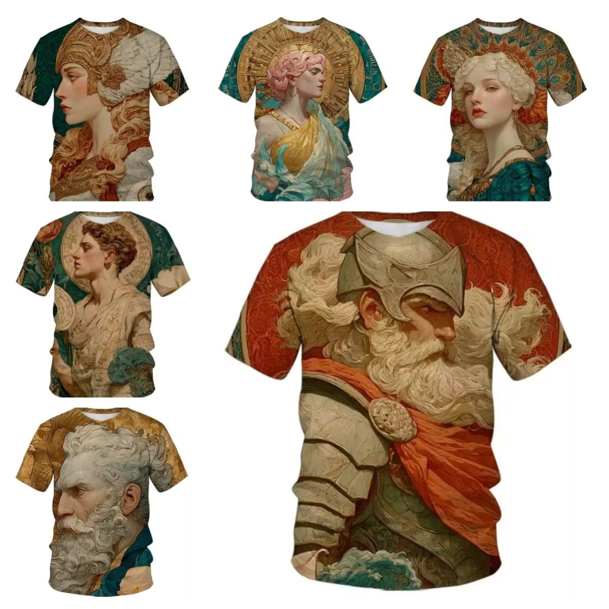 3D Print Women Men Short Sleeve T-shirt Casual Tee Tops Greek Mythology Trendy