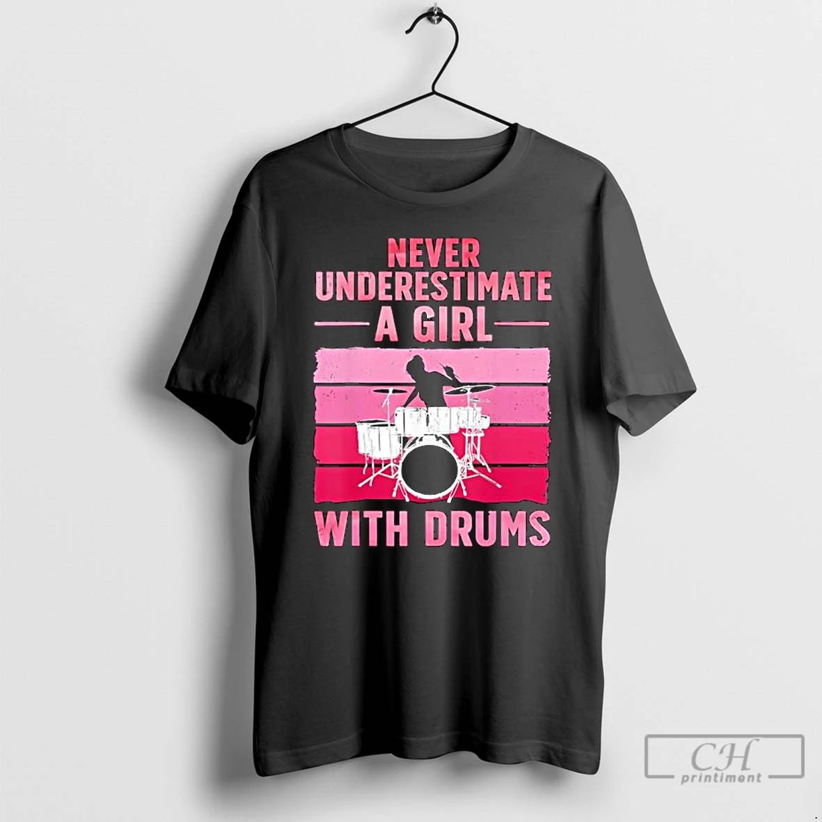 Premium Drummer Art For Girls Women Drumming Drum Set Drummer T Shirts