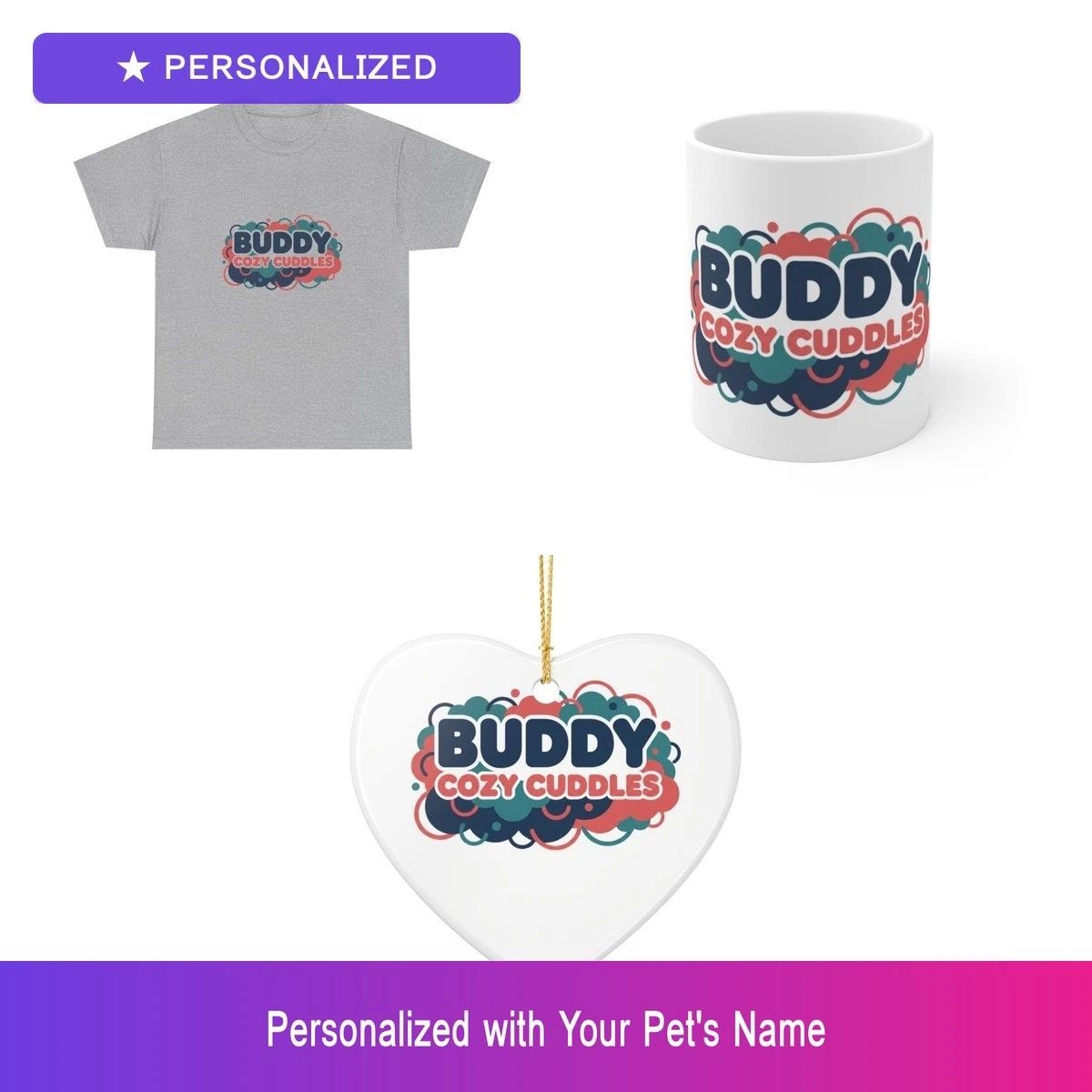 Custom Shih Tzu Pet Lover Gift Set Shirt Mug Ornament Personalized Name Bundle