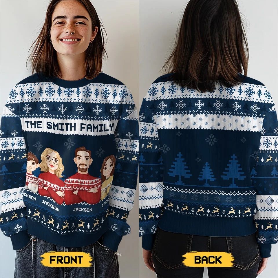 Christmas Is A Reminder Of The Joy That Family Brings - Family Personalized Custom Ugly Sweatshirt - Unisex Wool Jumper - Christmas Gift For Family