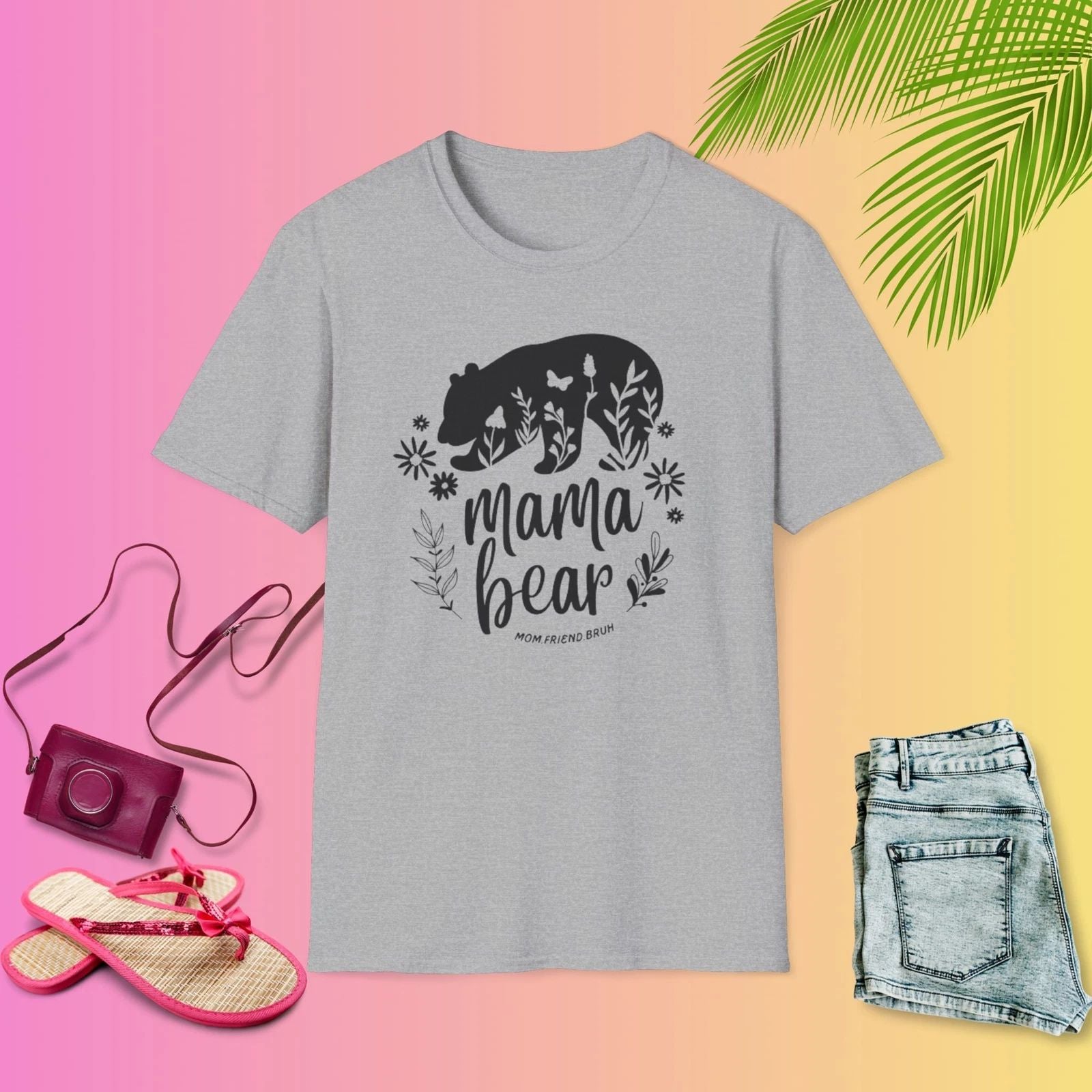 Mama Bear Softstyle T-Shirt, Nature Lover Tee, Gift for Moms, Casual