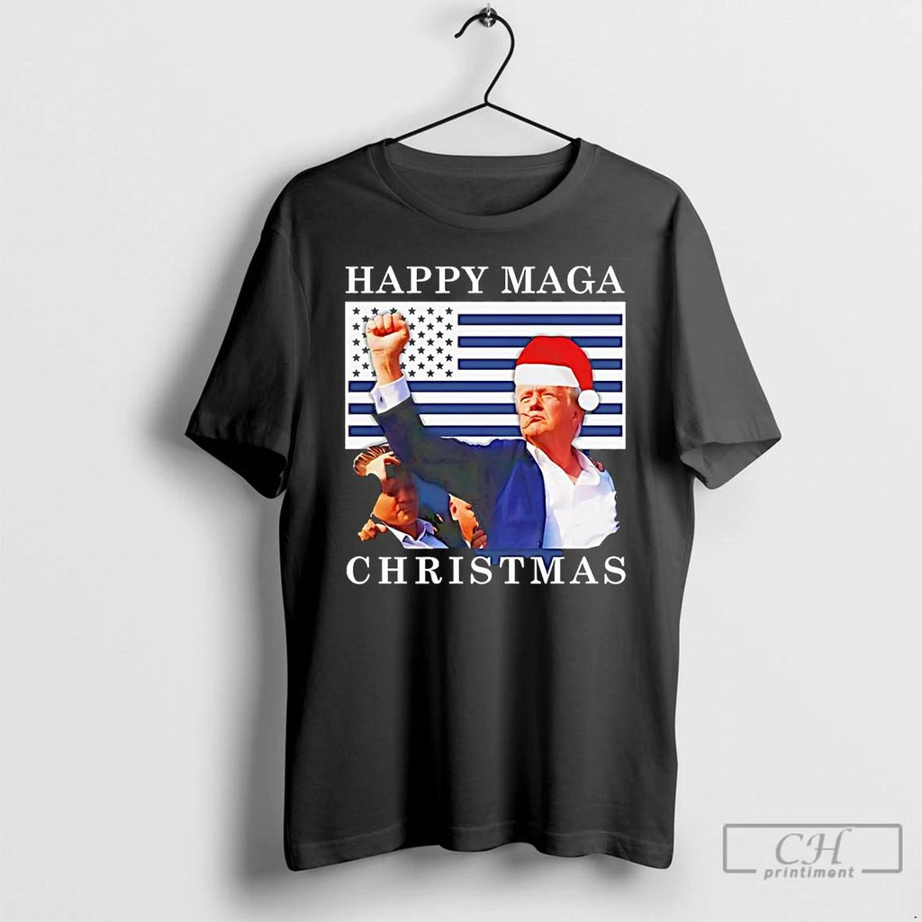 Classic Donald Trump Strong Fist Happy Maga Christmas T Shirts