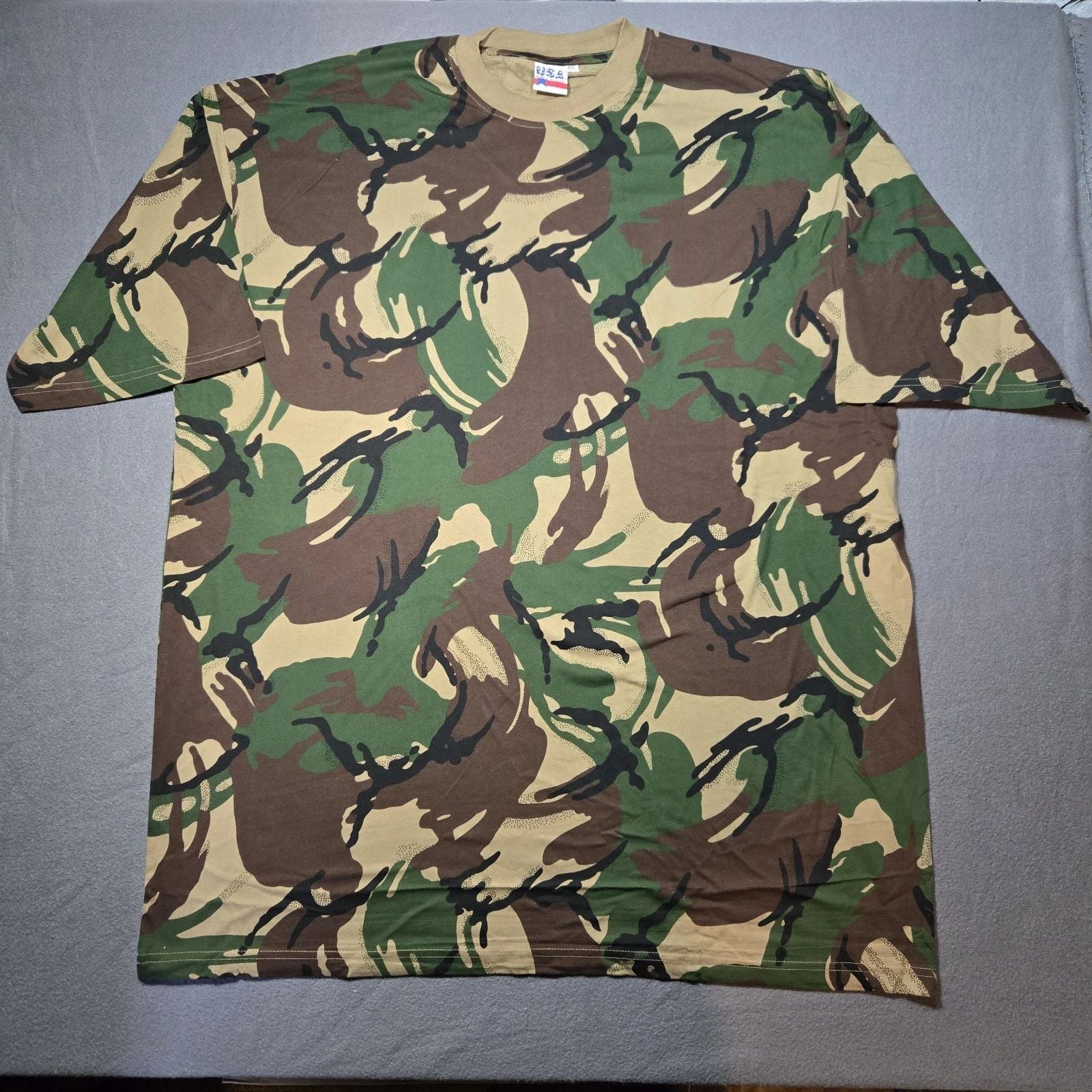 Vtg USA Athletic Camouflage Camo Hunting Outdoor Short Sleeve Shirt 4XL NOS