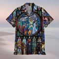 Sci-Fi Galaxy Stained Glass Style Hawaii Shirt