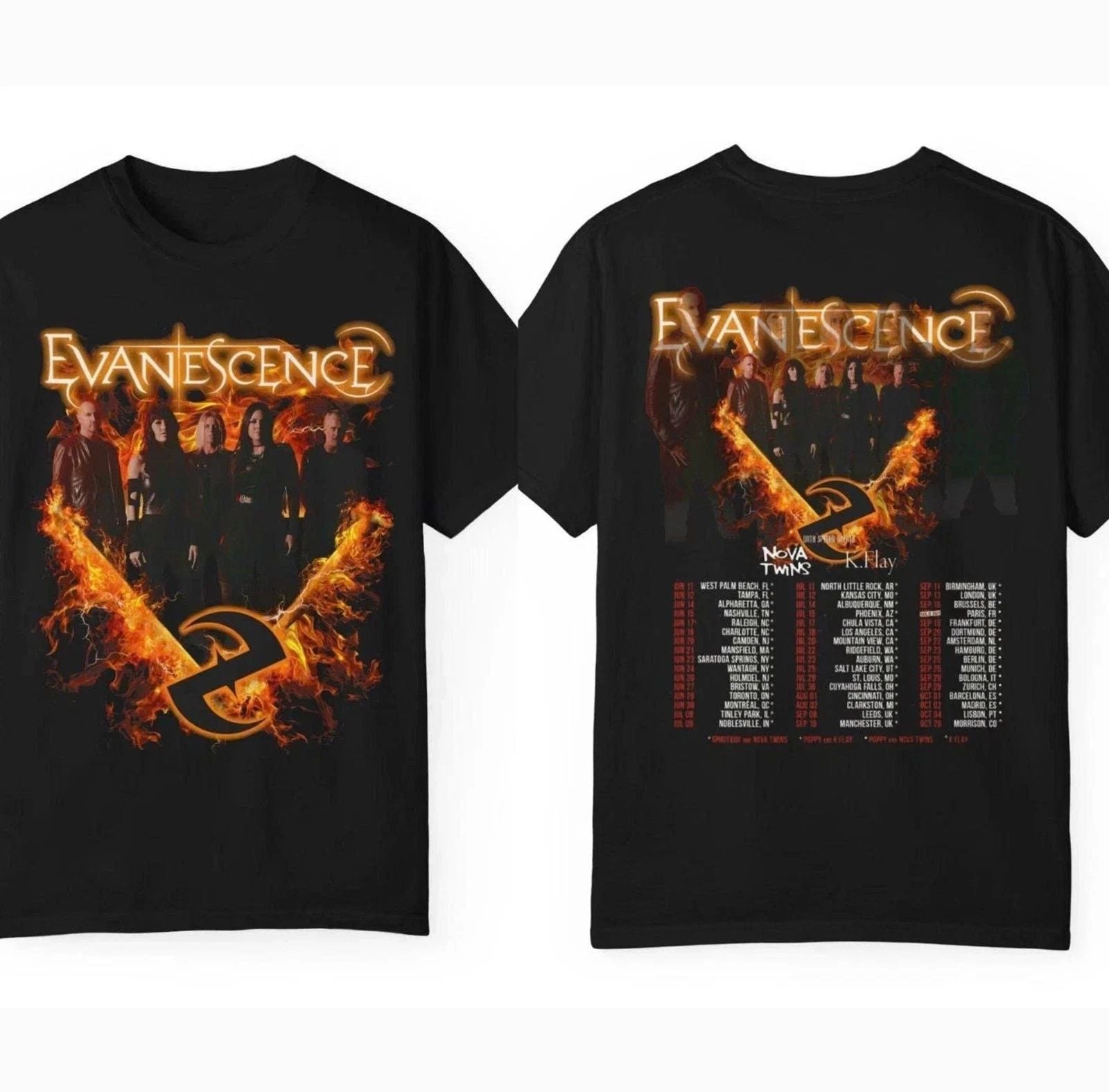 Vintage Rock Tour 2026 Trendy Evanescence Graphic 2Sides Cotton Unisex T-Shirt