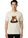 Owl-Lifting-Dumbbell-5 Mens Graphic Tee, 100% Cotton, Casual Summer Wear
