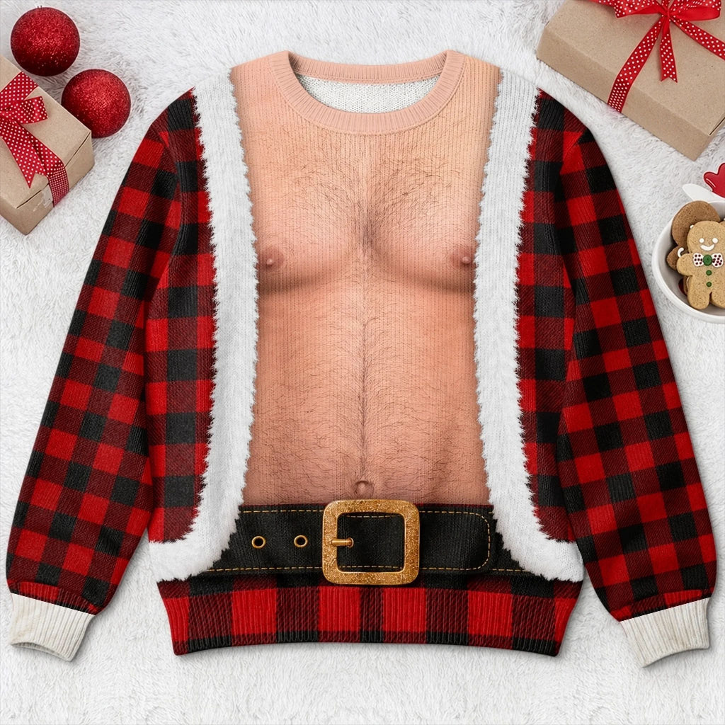 Custom Funny Ugly Sweatshirt - Personalized Christmas Birthday Gifts For Husband, Dad, Grandpa - Bringing The Heat In Plaid