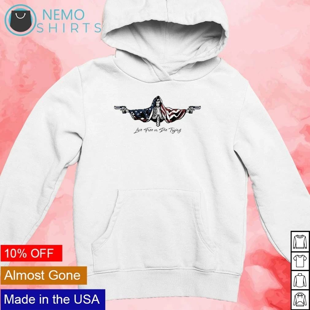 Grim Reaper American Flag Live Free or Die Trying shirt