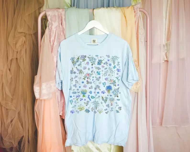 Boho Wildflower Forget Me Not Comfort Tee