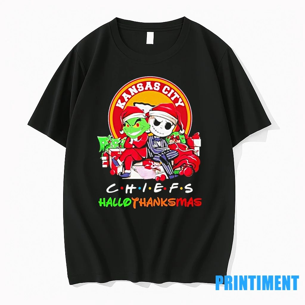 Grinch And Jack Skellington Kansas City Chiefs Hallothanksmas Tshirts Sweater